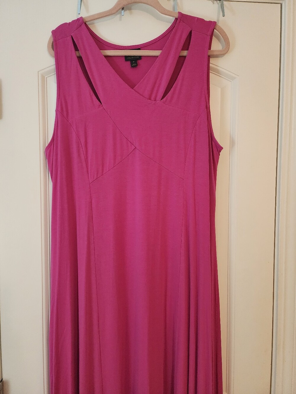 JM Collection Magenta Sleeveless Maxi Dress VNeck Soft Stretchy 2X Bold Colorful